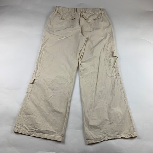 Elodie Cream Poplin Canvas Wide Leg Cargo Pant L - Picture 7 of 10